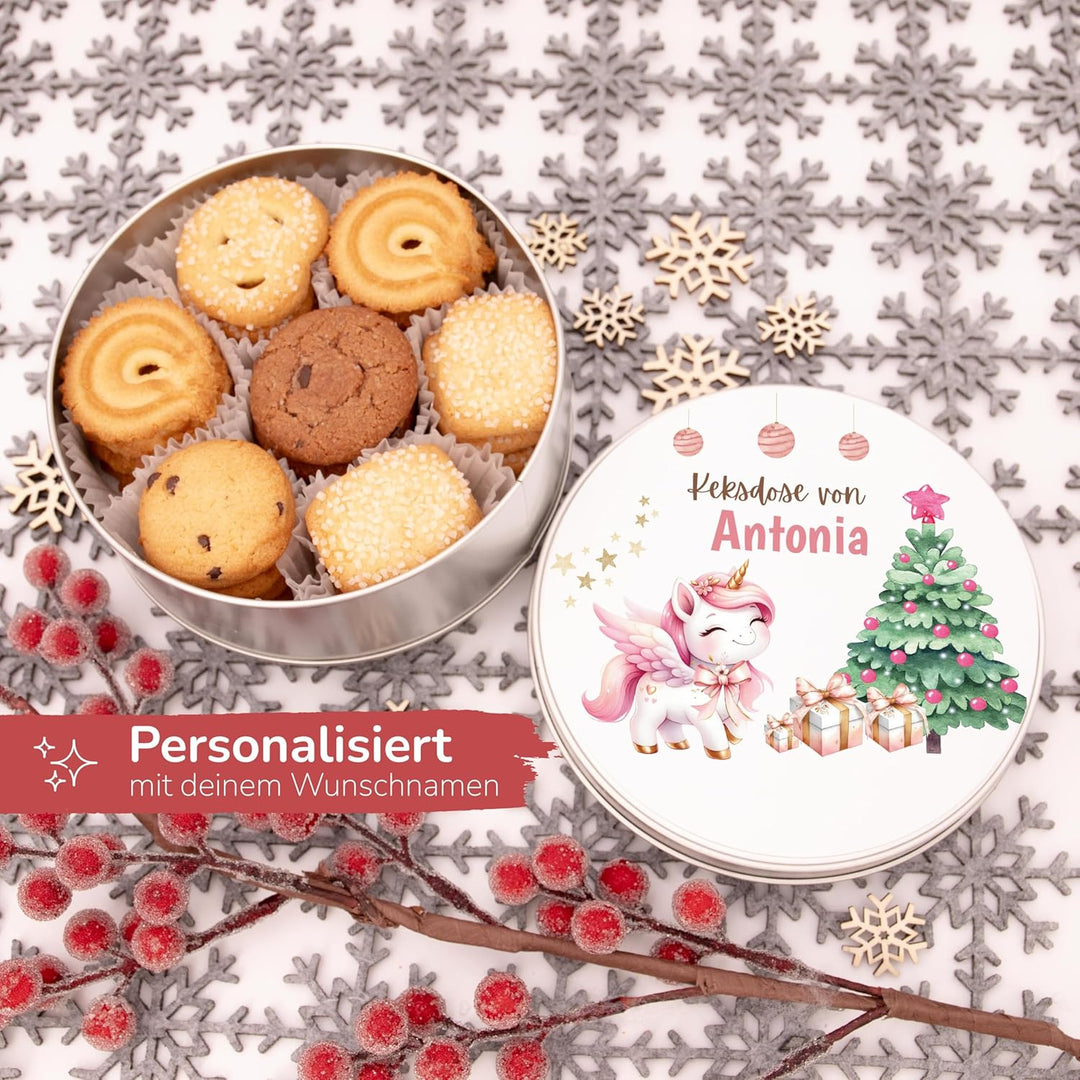 Kidsmood - Keksdose aus Metall – Personalisierte Weihnachtsdose zum Befüllen | Lebensmittelechte Geb