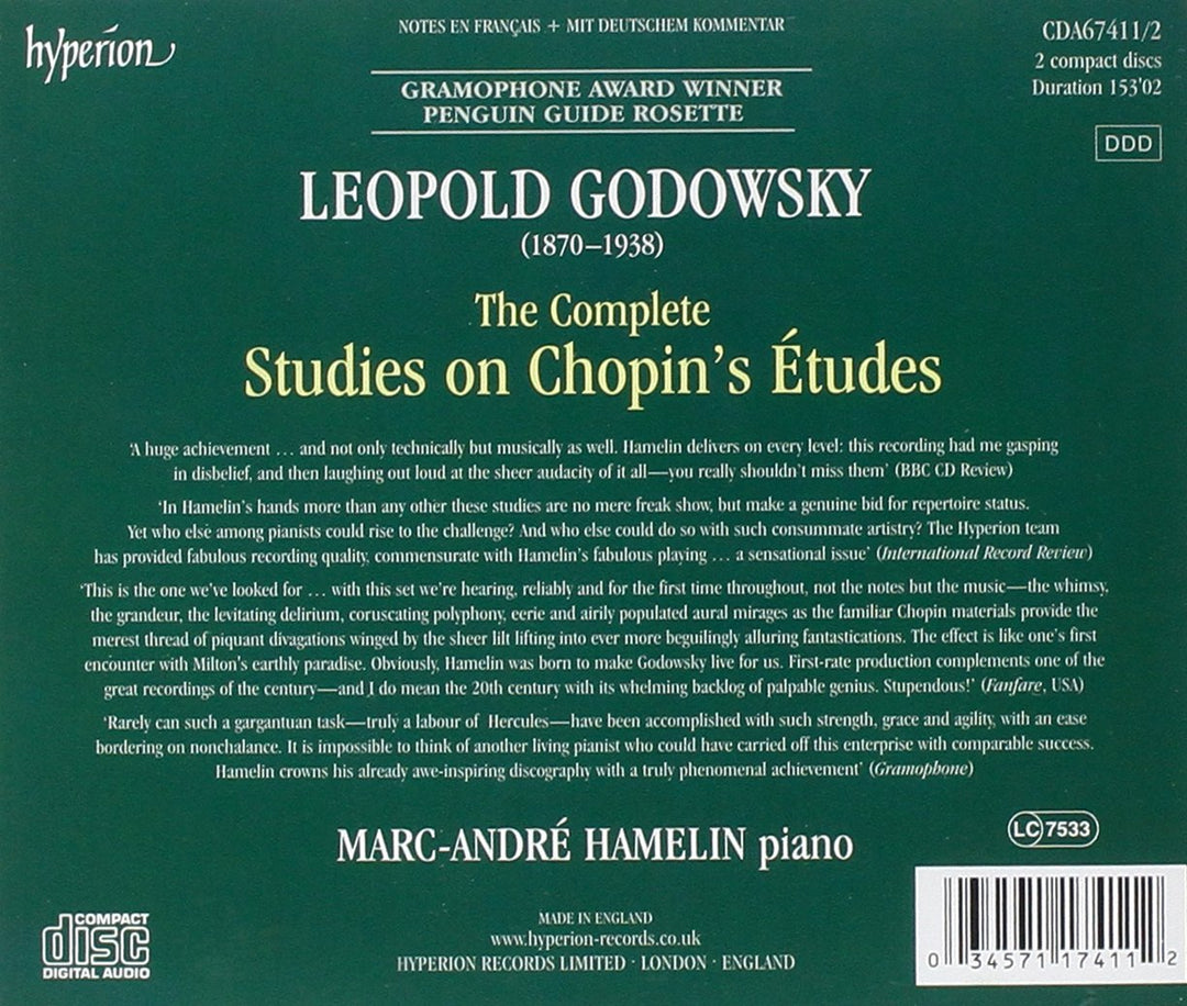 Godowsky: The Complete Studies on Chopin's Etudes, Audio-CD