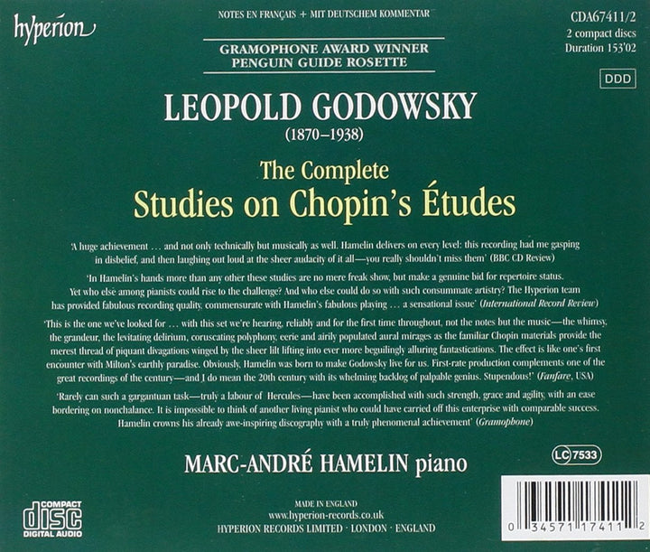 Godowsky: The Complete Studies on Chopin's Etudes, Audio-CD
