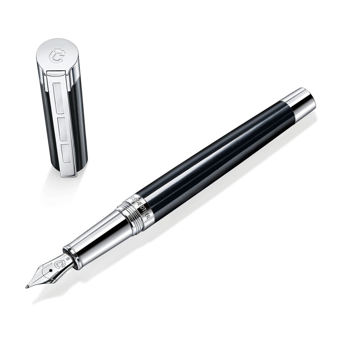 STAEDTLER Initium Resina Füllhalter, schwarzes Edelharz, M, Made in Germany, mit edler Geschenkverpa