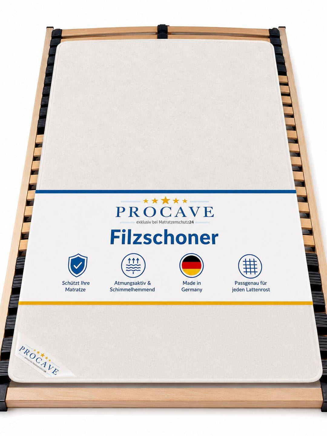 PROCAVE | Hochwertiger Filzschoner für Lattenrost | Schützende Matratzenunterlage 150x210 cm | Atmun