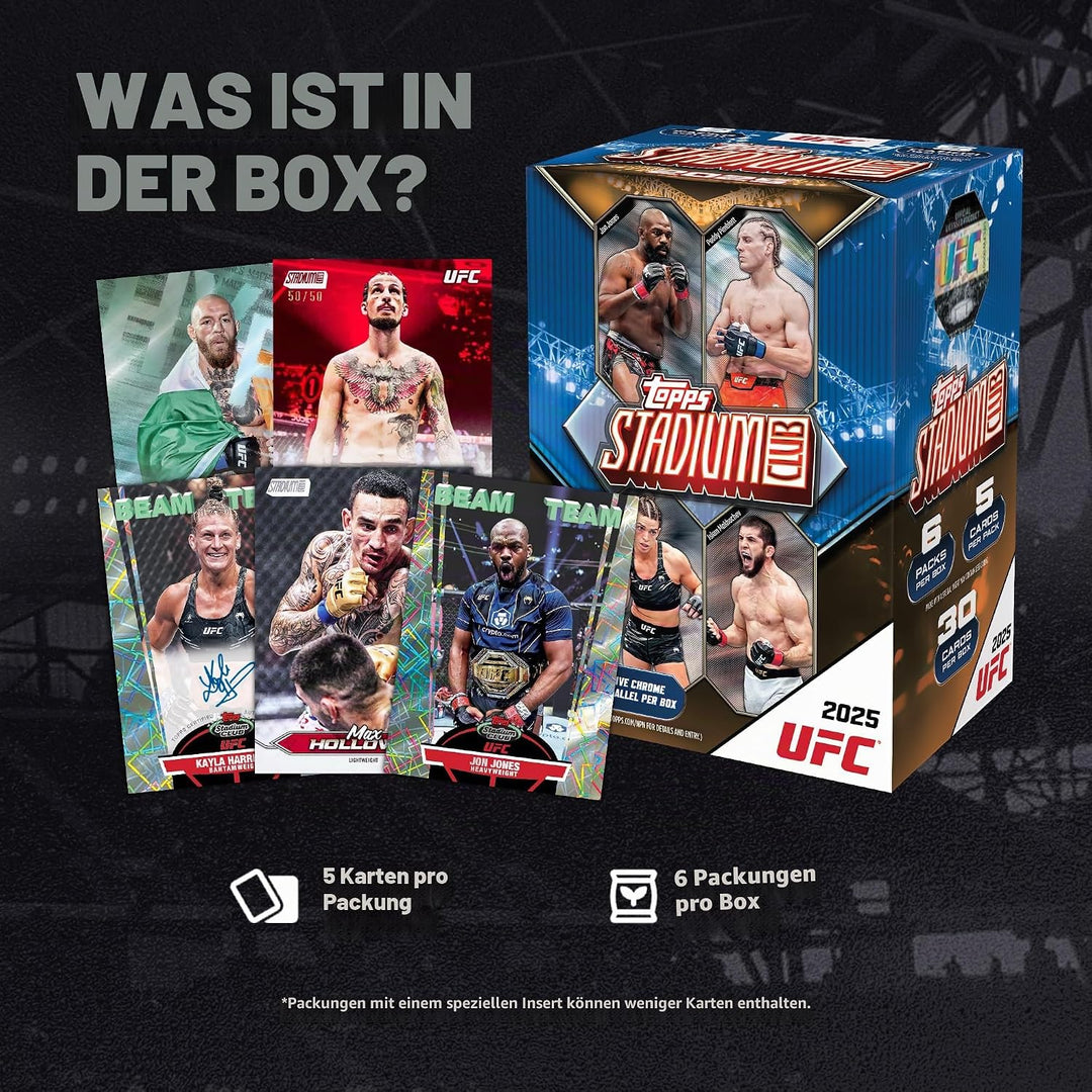 2025 Topps Stadium Club, UFC, werksseitig versiegelt, Vorteilsbox