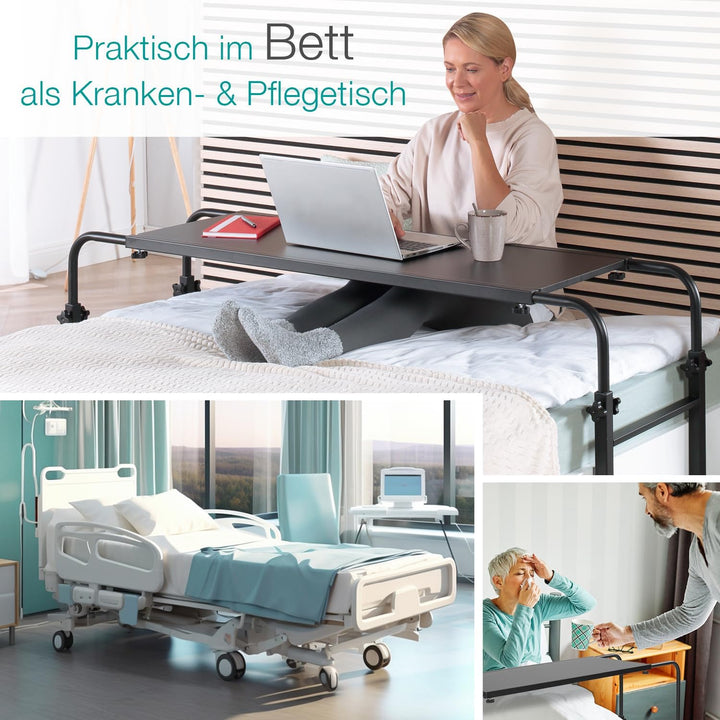 ELONEO maxVitalis Über-Betttisch auf Rollen höhenverstellbar/breitenverstellbar, Overbed Table, Mobi