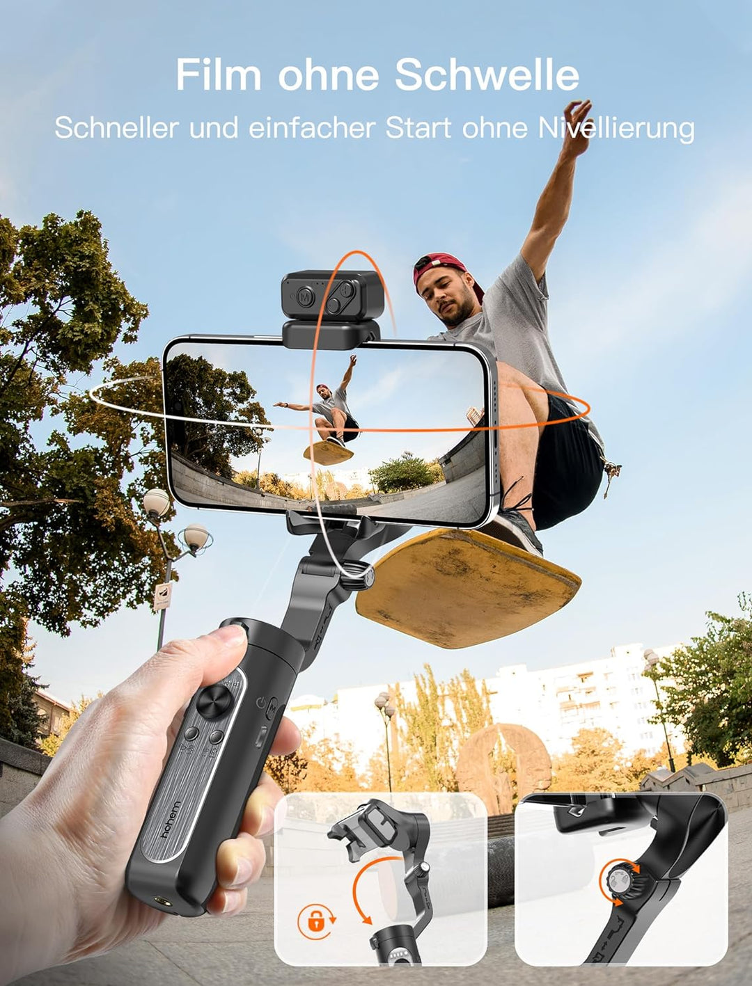 hohem iSteady XE Kit Gimbal für Smartphone, 3-Achsen Stabilisator für iPhone & Android mit Magnetisc