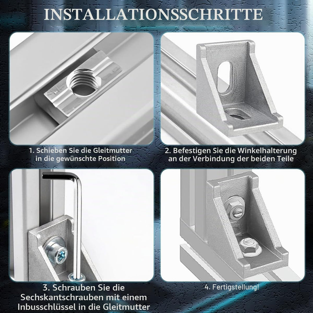 20 Stück Aluprofil 30x30,Winkelverbinder,Aluprofil,Aluwinkel Befestigungsmaterial für Befestigung vo