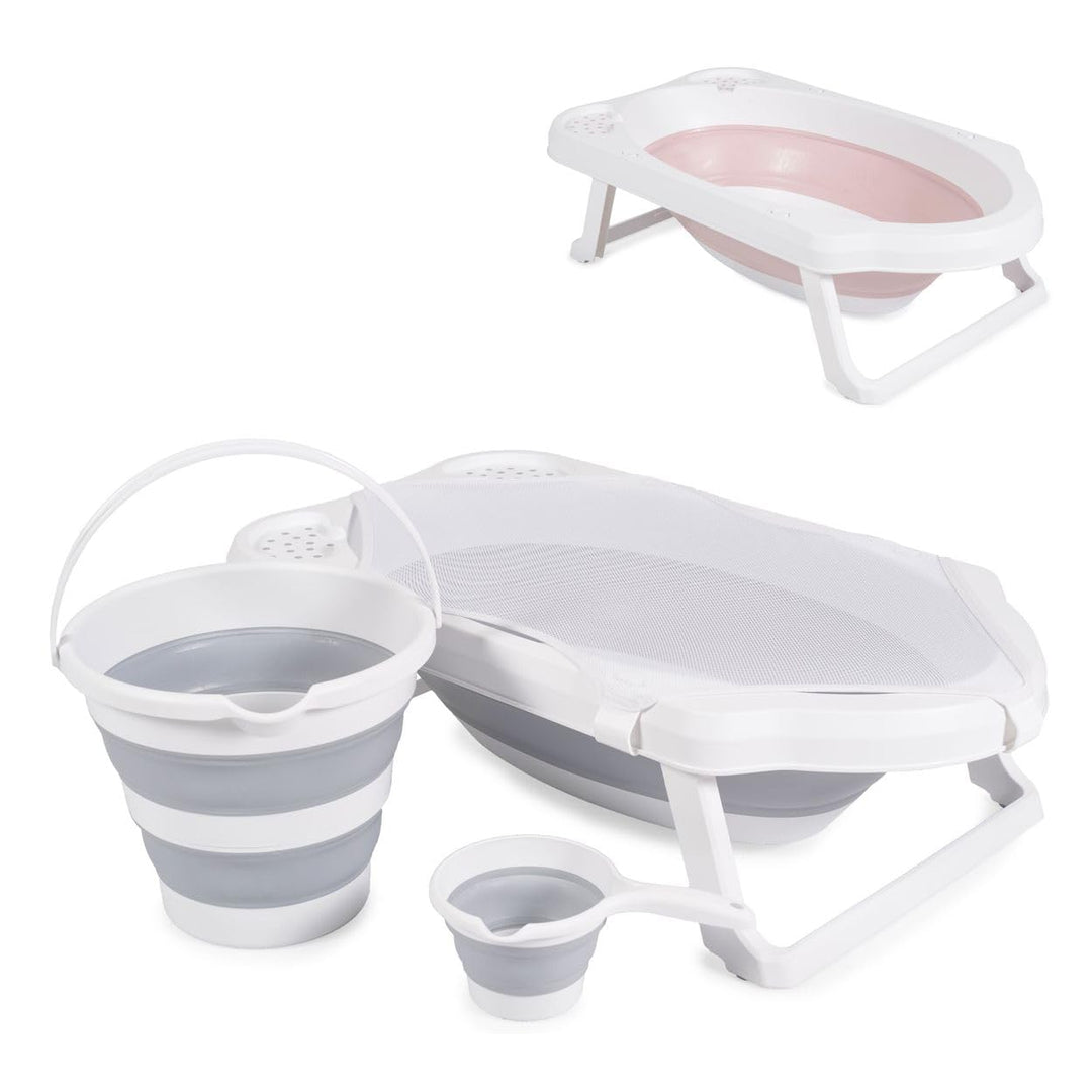 Cangaroo Badewannen-Set Hawaii 4-teilig faltbar Wasserablauf Ablagefächer Netz grau, grau