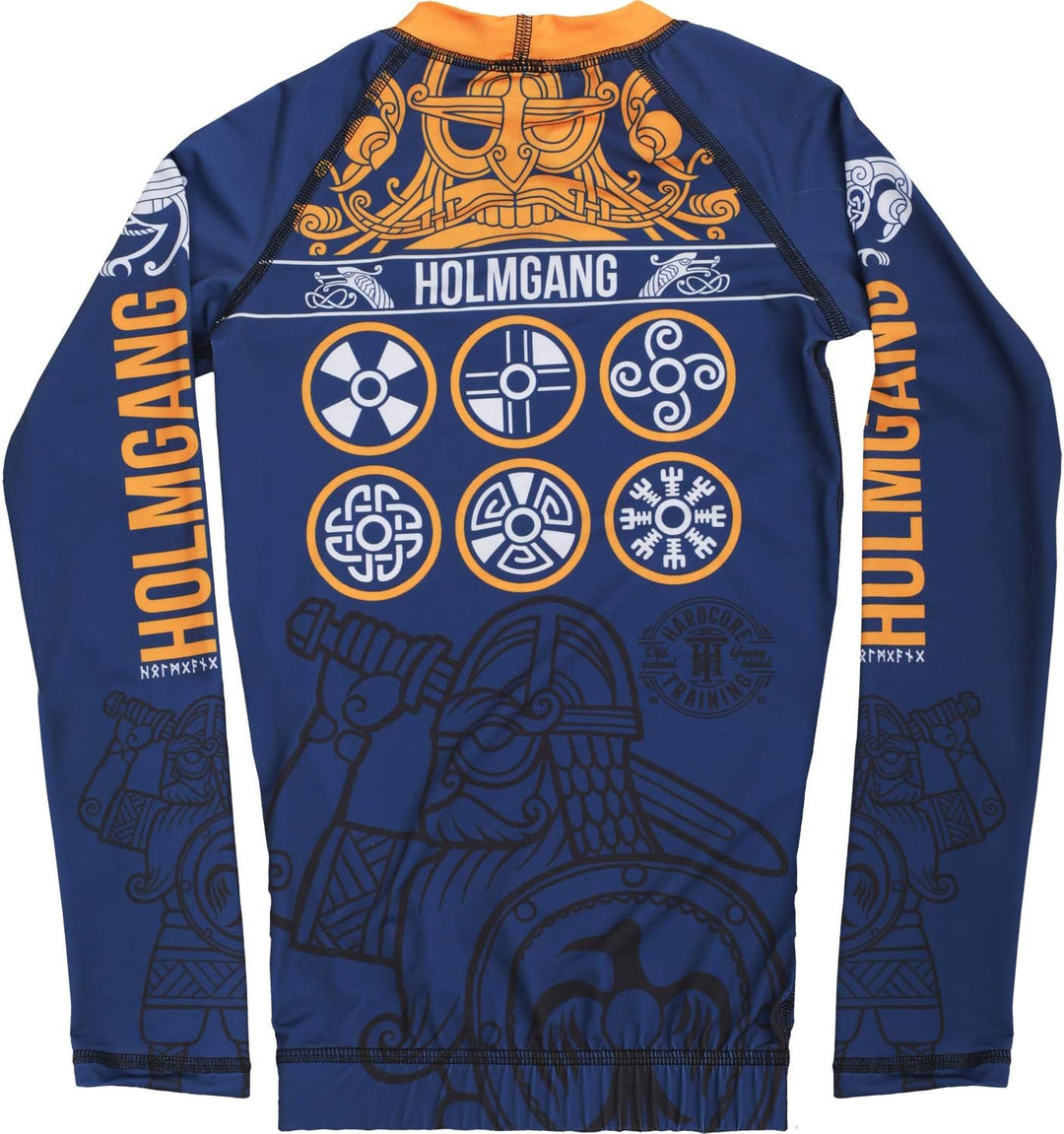 Hardcore Training Holmgang Blau Kids Rash Guard Kompressionshemd Kinder Unisex Lange Ärmel Kampfspor