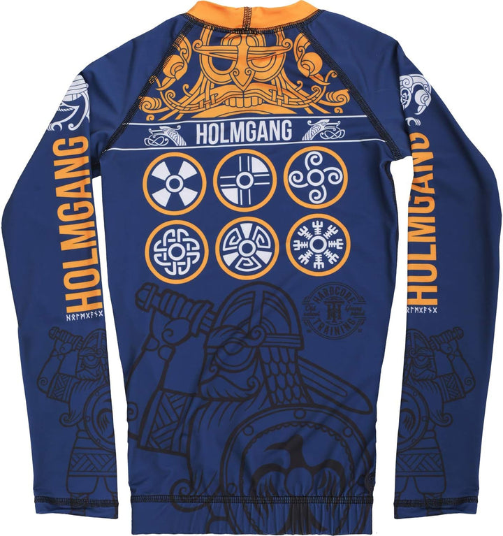 Hardcore Training Holmgang Blau Kids Rash Guard Kompressionshemd Kinder Unisex Lange Ärmel Kampfspor