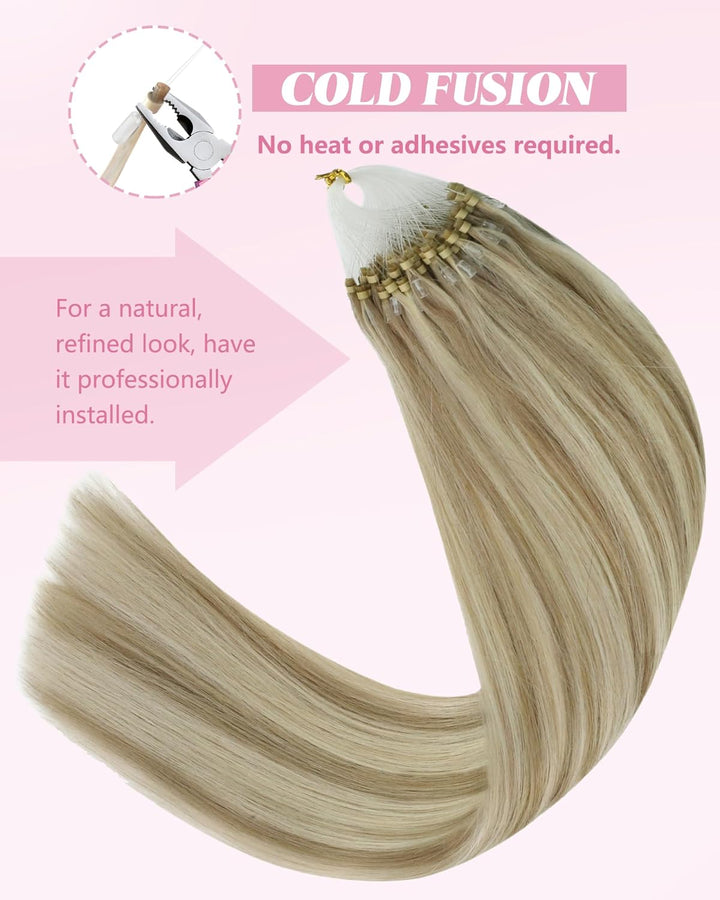 YoungSee Microring Extensions Echthaar Blond Micro Loop Extensions Echthaar 35cm Microring Extension