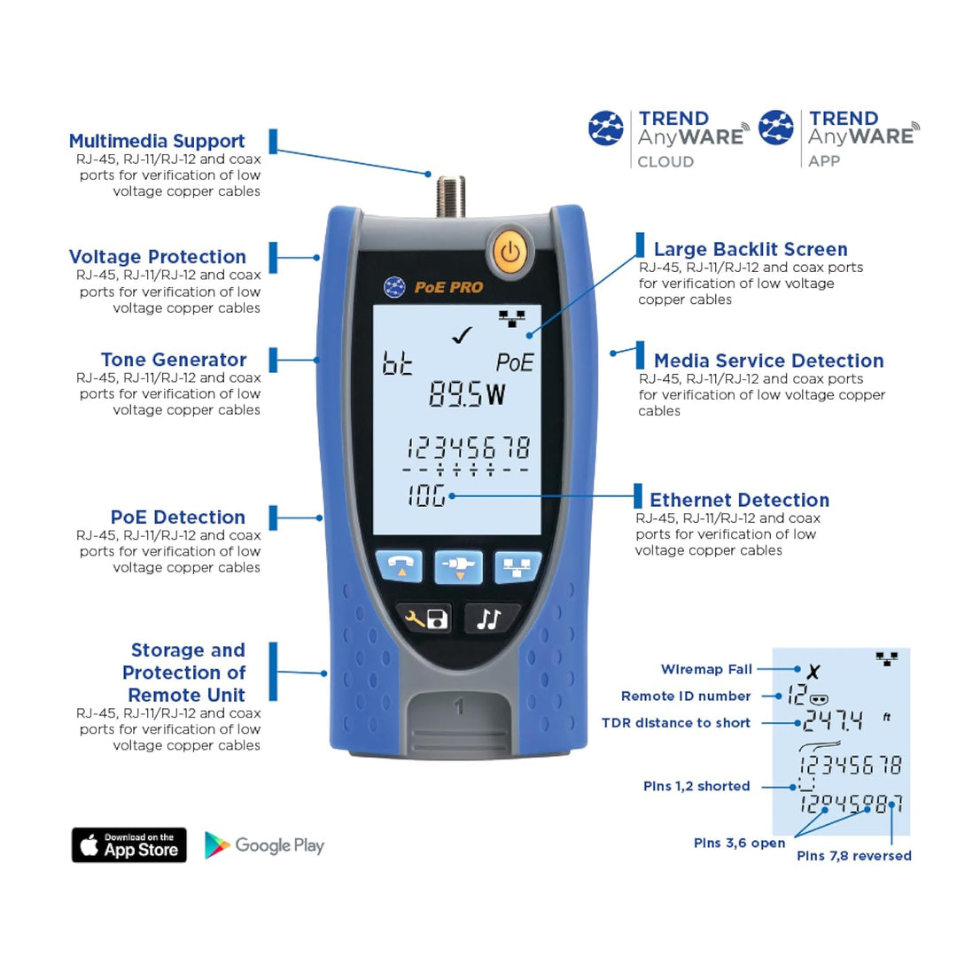 Trend Networks Kabeltester R158006 PoE Pro BT Professionell, Professionell