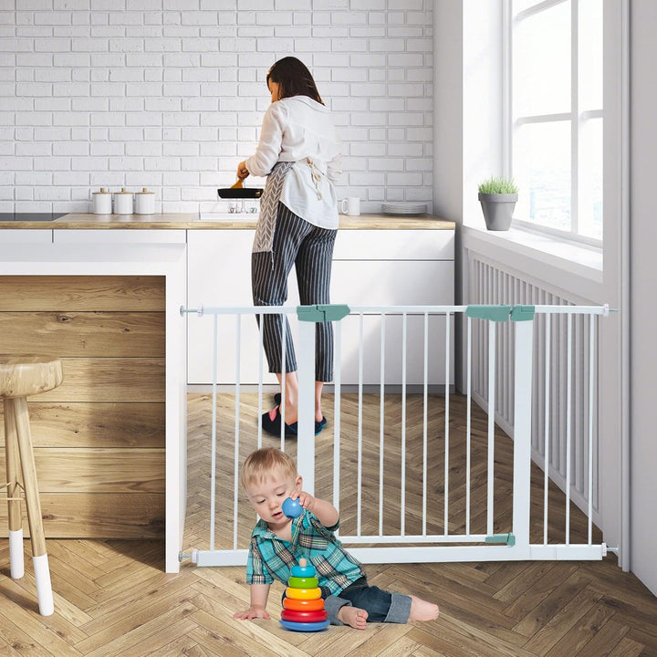 COSTWAY Türschutzgitter Baby 80-132cm, Treppenschutzgitter aus Metall ohne Bohren, Sicherheitsgitter