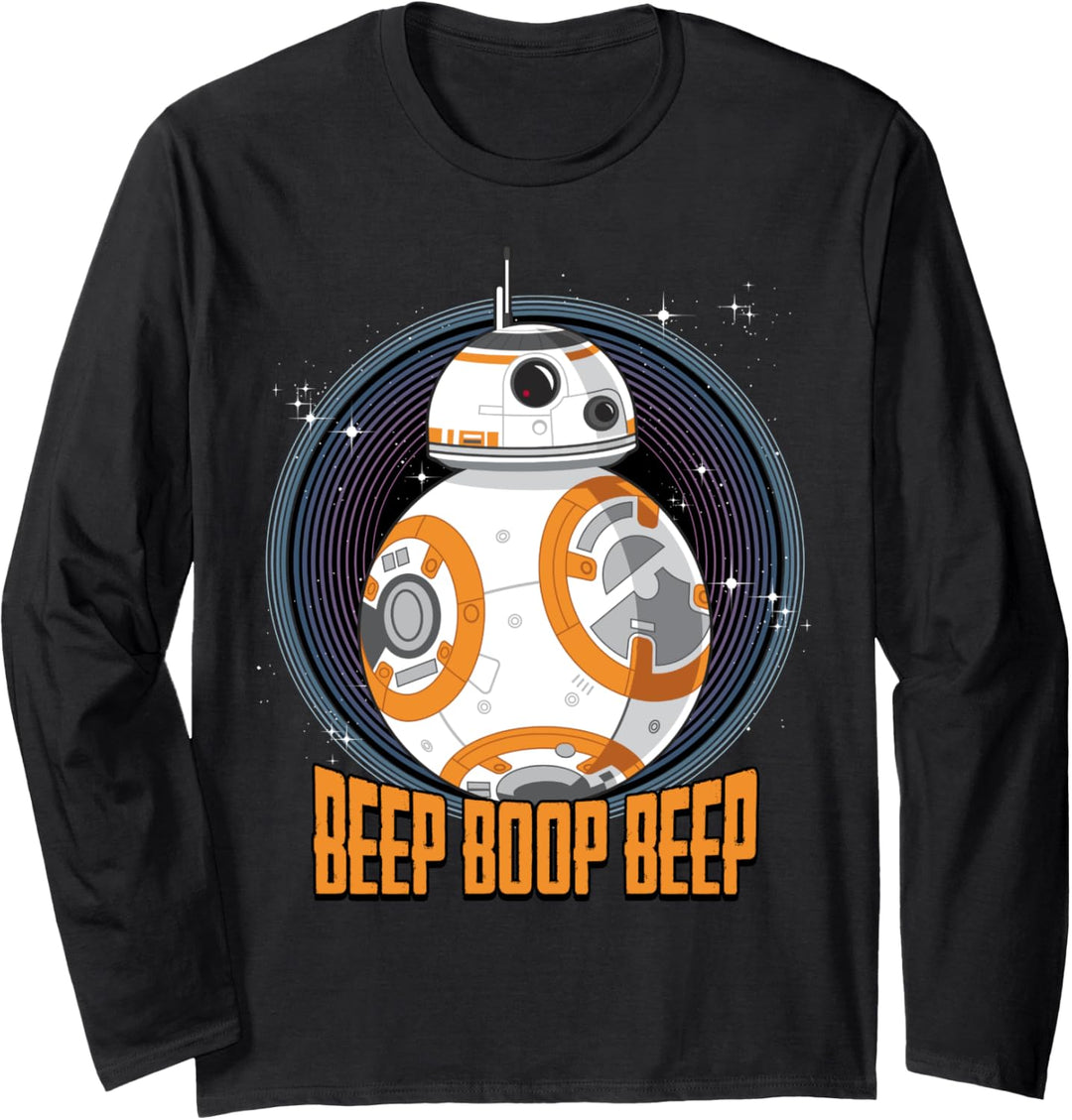 Star Wars The Last Jedi BB-8 Boop Beep Text Portrait Langarmshirt