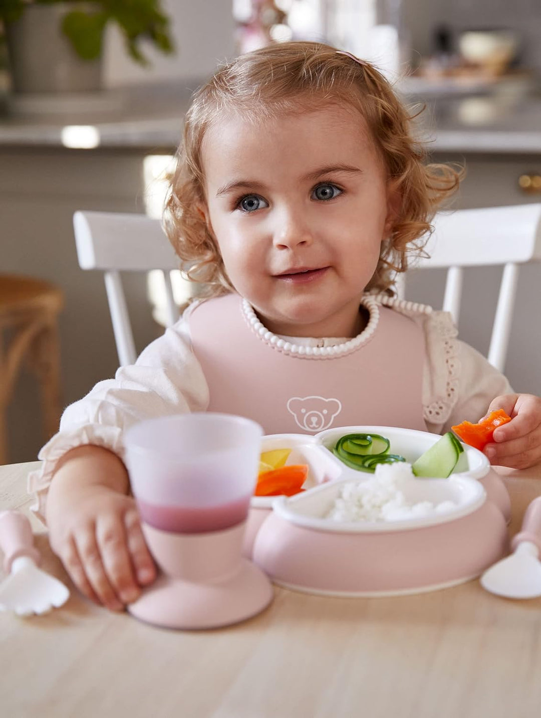 BabyBjörn Kindergeschirr, 8-teilig, Blassrosa, Blassrosa