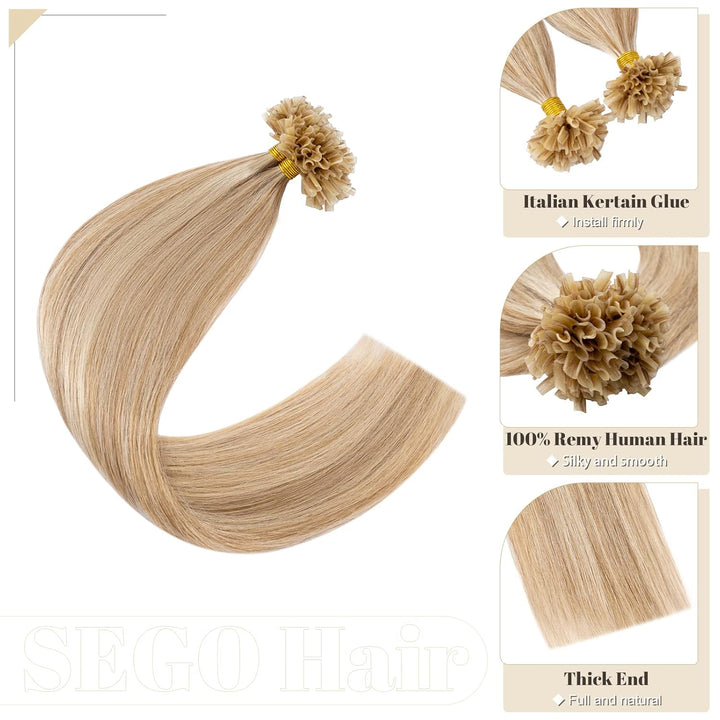 Sego Bondings Extensions Echthaar 0.5g/Strähnen 100 Strähnen Haarverlängerung Keratin U-Tip Glue 100