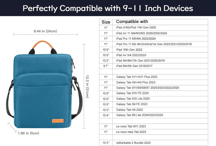 Dadanism 9-11 Zoll Tablet Tasche Schultertasche für iPad Pro 11", iPad Air 11", iPad (A16) 11", iPad