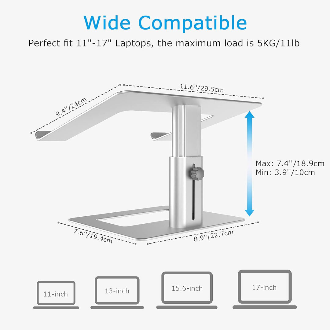 BoYata Laptopständer, Höhenverstellbarer Laptop Riser, Belüfteter Aluminium Notebookhalter für Schre