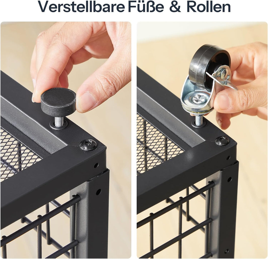 HOOBRO Beistelltisch C Form mit Ladestation, Nachttisch mit Rollen und verstellbaren Füssen, Sofatis