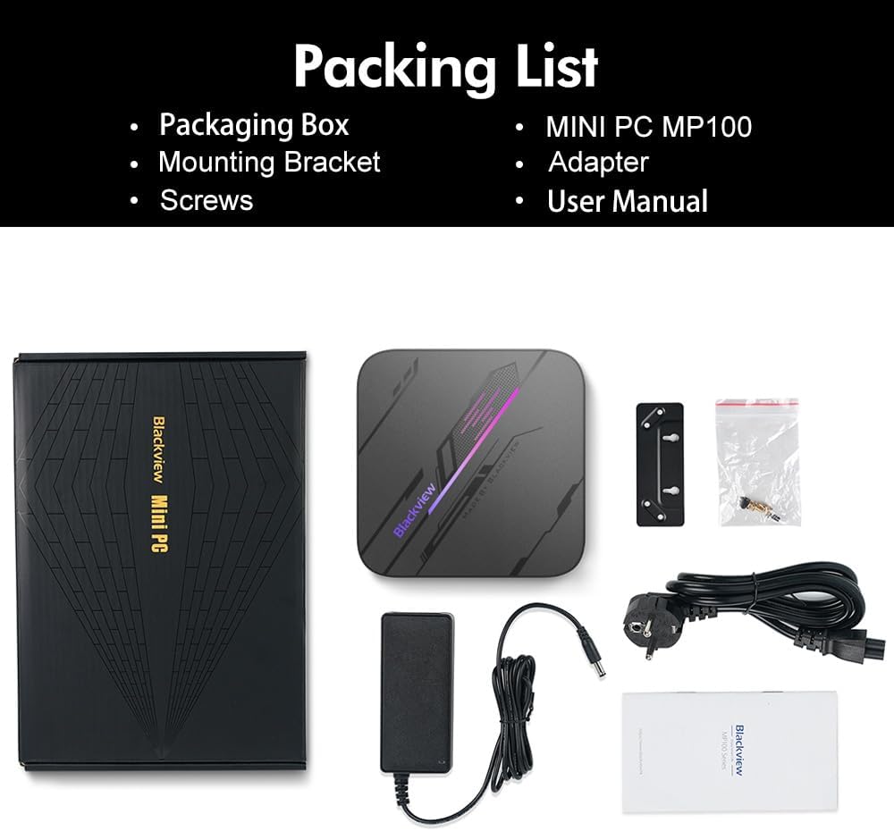 Blackview MP100 Pro Mini PC, Intel i3-1215U (bis to 4.4GHz), DDR4 16GB (Up to 64GB) RAM 512GB (Max 2
