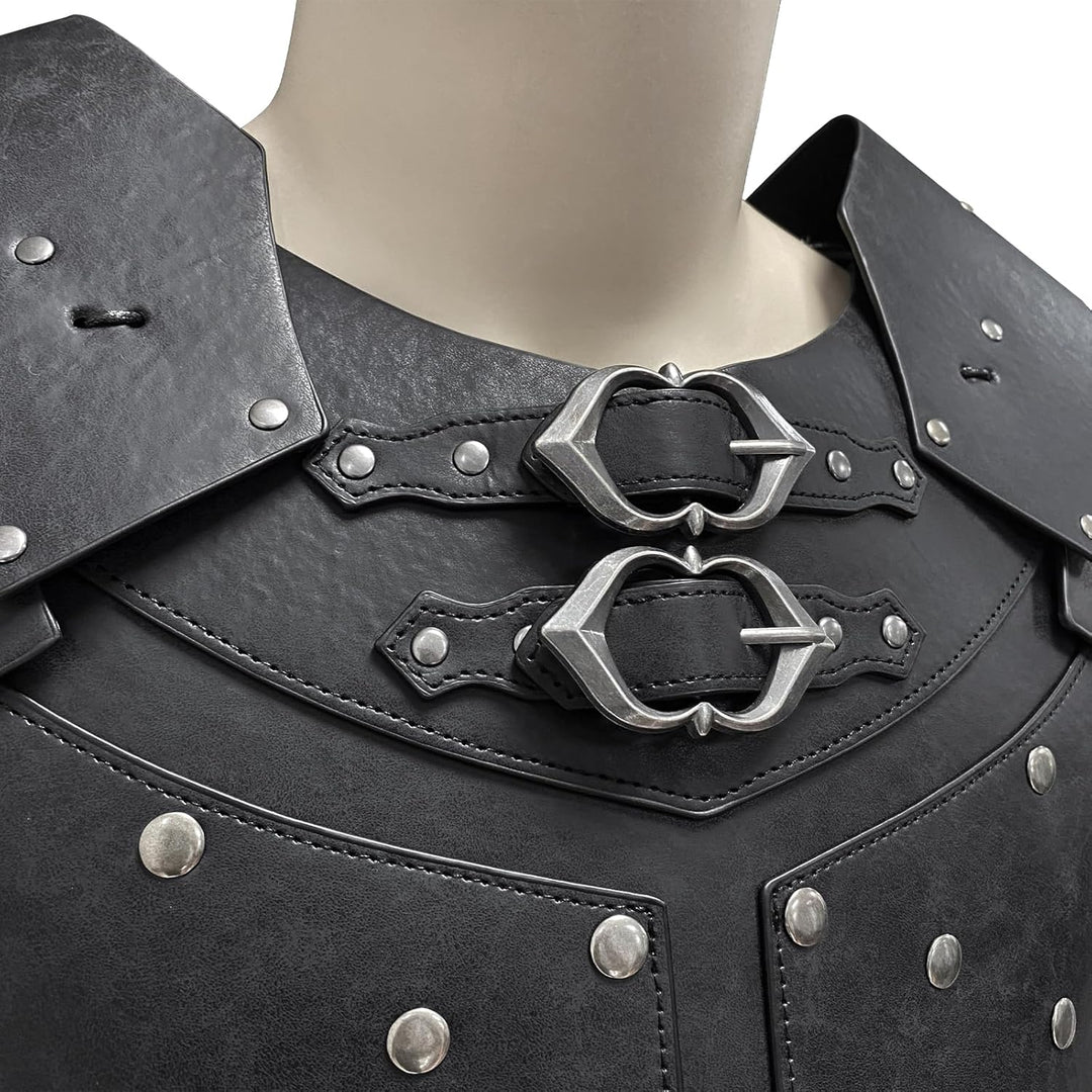 HiiFeuer Mittelalterliche Kunstleder-Brustpanzerung, Vintage Pauldron Schulter Rüstung Einstellbare