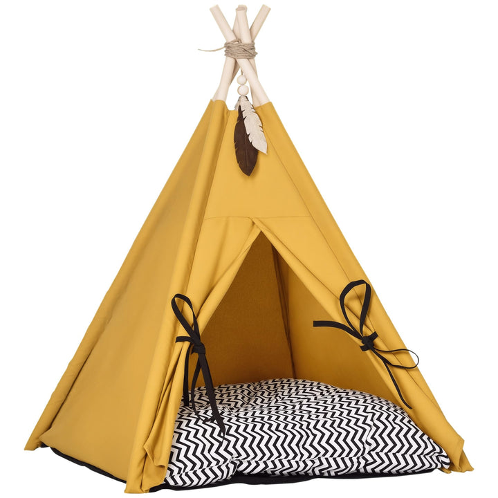 PawHut Tipi Zelt für Haustiere, Katzenzelt mit abnehmbar und waschbar Kissen, Katzenhaus mit rutschf