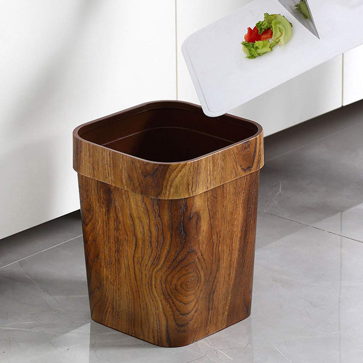 LIFKOME Imitierter Holz-Mülleimer, rustikaler Mülleimer, Mülleimer für Badezimmer, Schlafzimmer, Küc
