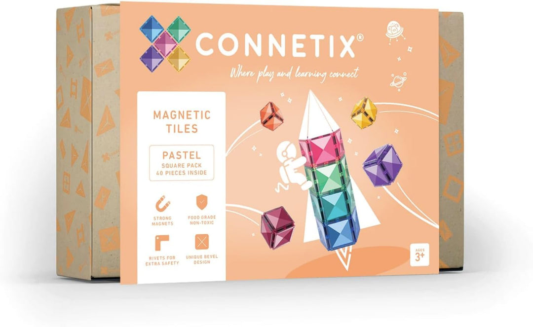 Connetix - Pastell-Quadrat-Packung, 40 Stück
