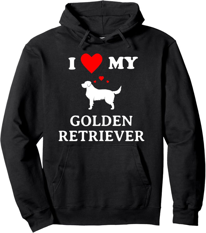 Herz-Silhouette für Hundefreunde "I Love My Golden Retriever" Pullover Hoodie