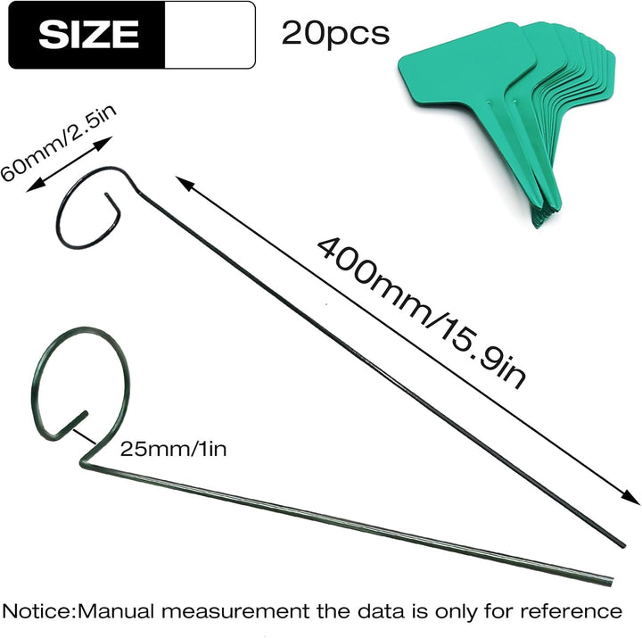 20 Stück Pflanze Unterstützung Pfähle, 40 cm / 15,9 Zoll Single Stiel Pflanze Unterstützung, für Ind