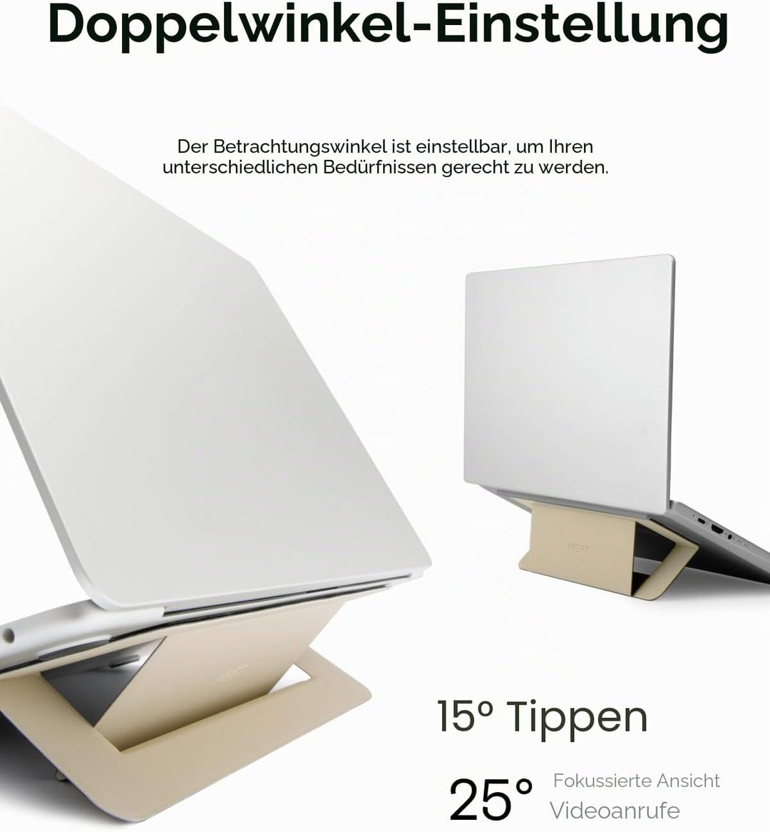 MOFT Invisible Airflow Laptopständer, mit Offenem Design für Wärmeableitung, Einstellbare Doppelwink