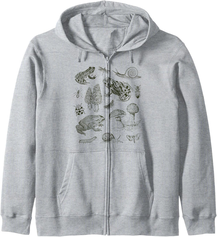 Frog Mushroom 90s Vintage Dark Academia Aesthetic Biology Kapuzenjacke