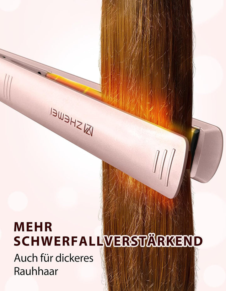 Glätteisen, Haarglätter &amp; Reisebügeleisen – 1Zoll Keramik Ionen LED 6Temp 130‑230°C DualVolt (110‑24