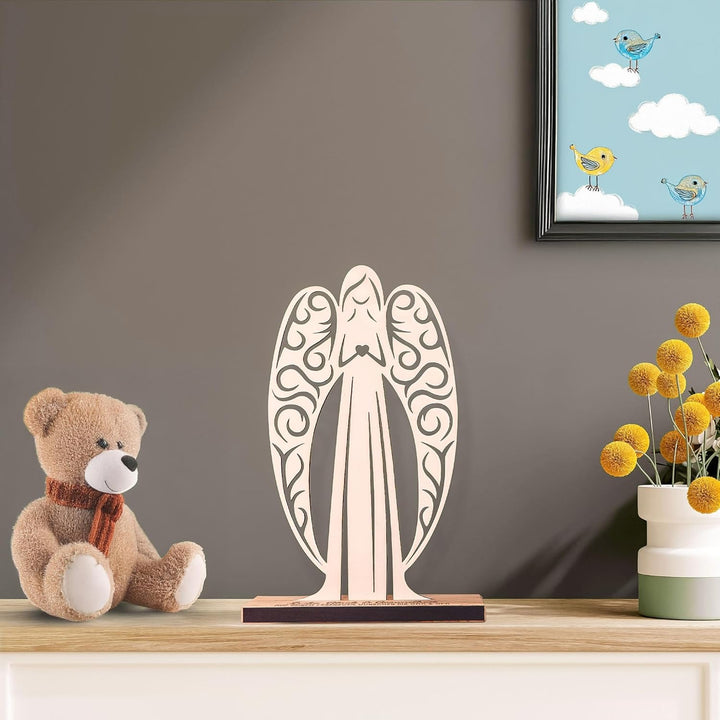 Schutzengel aus Holz zur Taufe, personalisierte Geld Engel Figur als Geschenk zur Geburt, Deko Holze