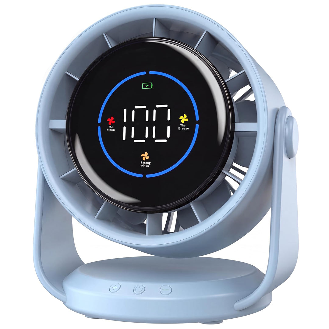Tischventilator, USB Ventilator mit 100 Geschwindigkeitsstufen 105° Schwenkfunktion LED Display mit