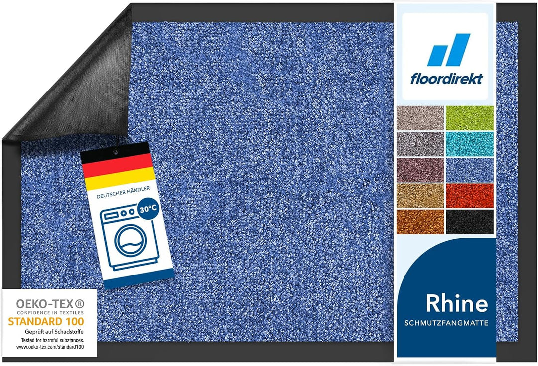 Floordirekt Schmutzfangmatte Rhine - waschbare & leistungsstarke Fussmatte - Sauberlaufmatte mit Rut