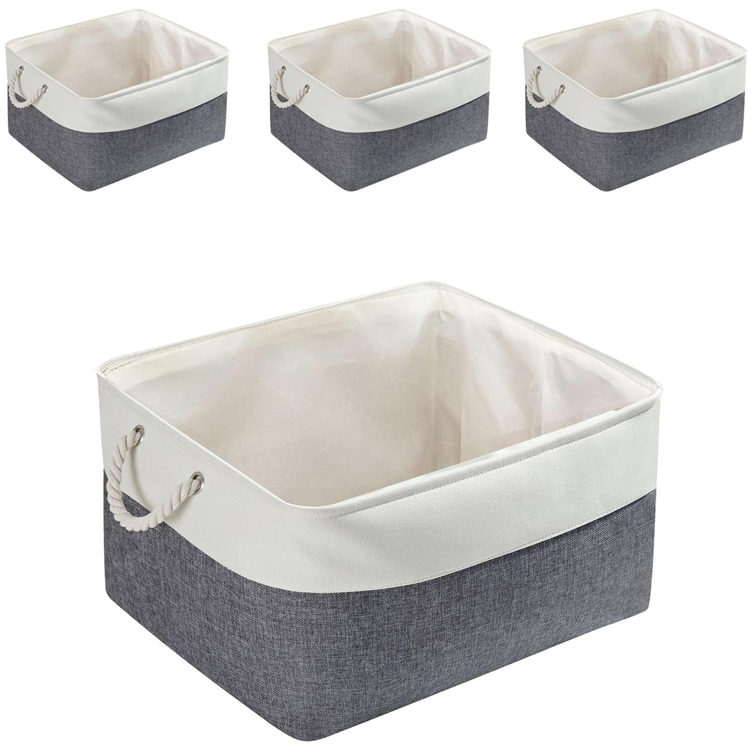 Mangata Grosse Aufbewahrungsbox 4er Set, Stoff Aufbewahrungskörbe mit Griffen für Schränke, Kleiders