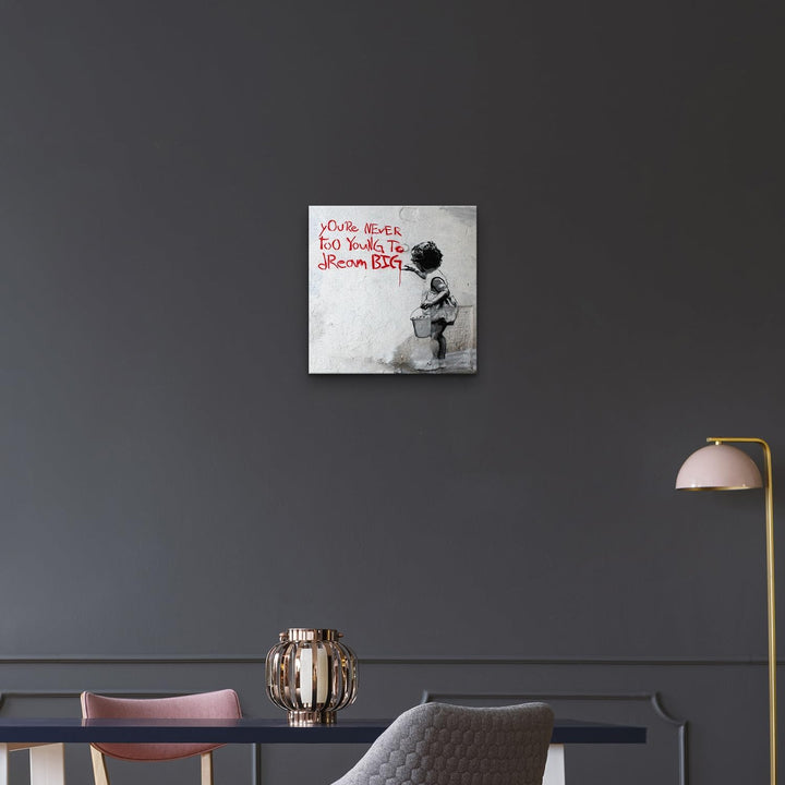 Giallobus - Gemälde - Banksy - - Standardleinwand - 35x35-16 - Nie zu jung - Bereit zum Aufhängen -