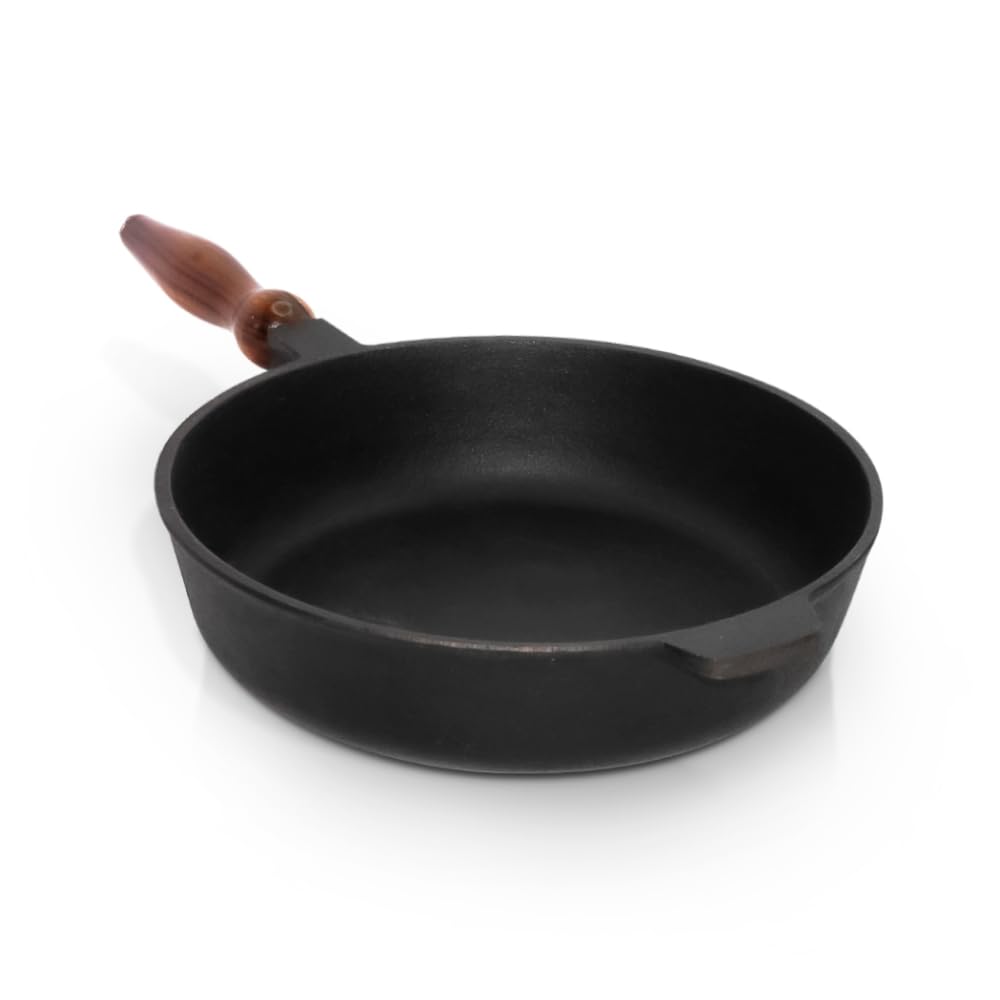 Gusseisenpfanne, mit Holzgriff, ohne Deckel (26 cm), 26 cm