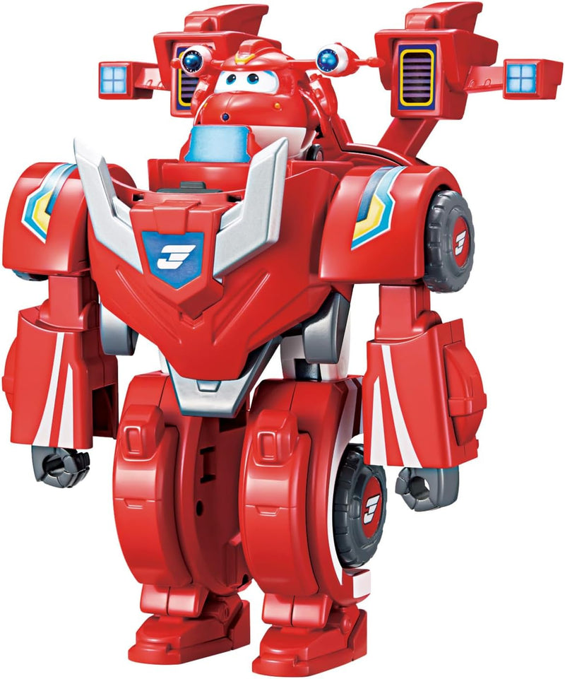 Super Wings EU770351 - Super Robot Suit Jett, ca. 18 cm grosse verwandelbare Spiel-Figur, 2-in-1 Rob