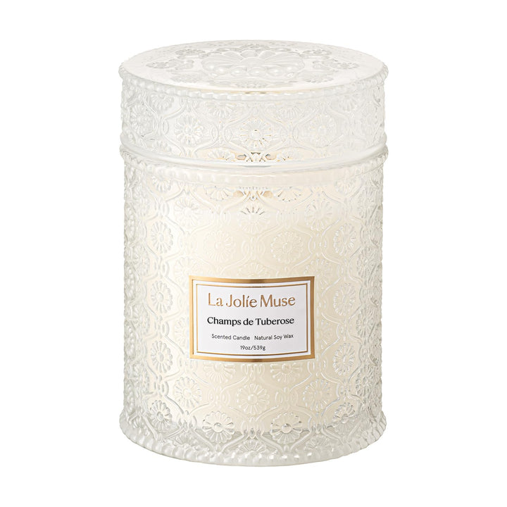 La Jolíe Muse Duftkerze im Glas, Gardenie &amp; Ylang-Ylang Duftkerze, 550g, Natürliche Kerze für zu Hau