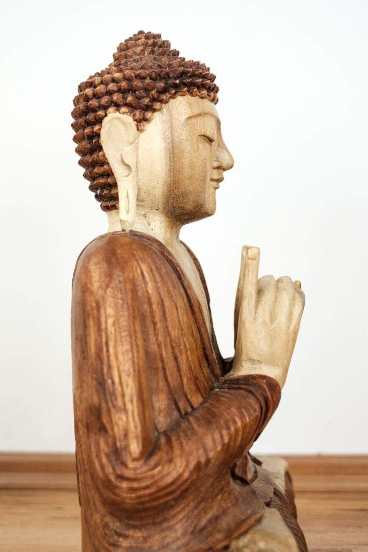 livasia Buddha Figur aus Holz 50cm hoch – Balinesische Handwerkskunst – Buddha Figuren aus Suarholz,