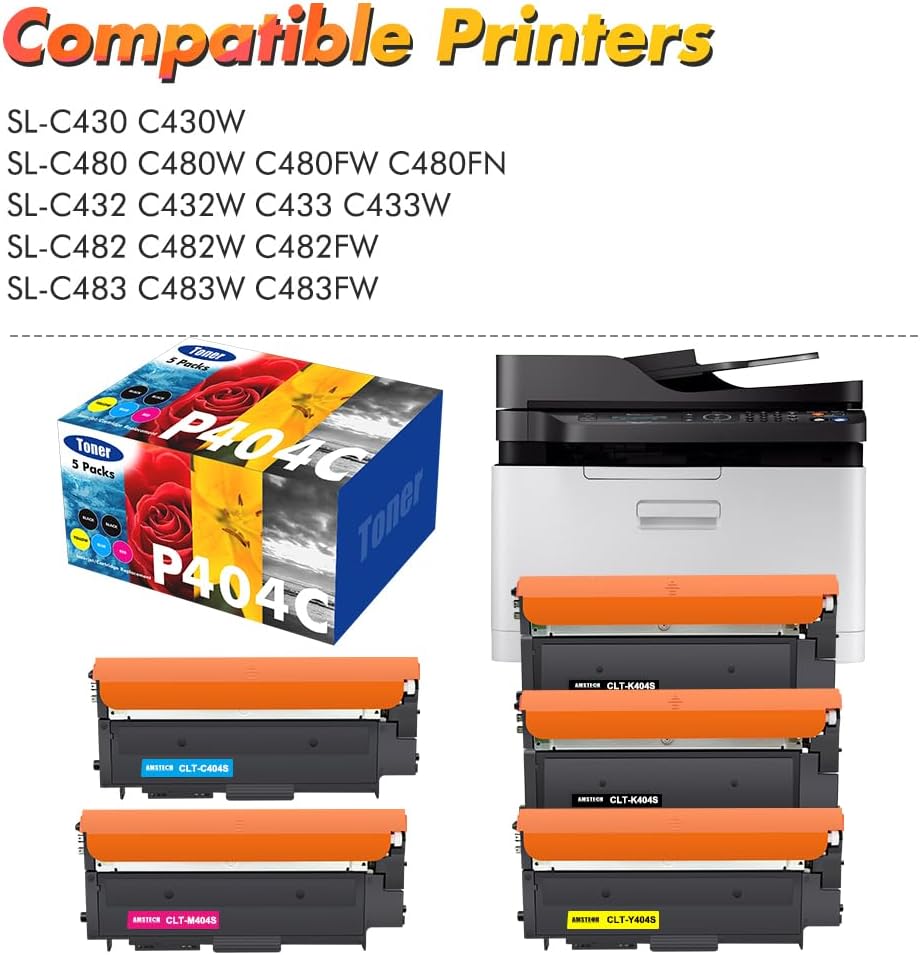 5er-Pack Kompatibel CLT-P404C P404C CLT-K404S Multipack Schwarz Toner für Samsung C480W Xpress SL C4