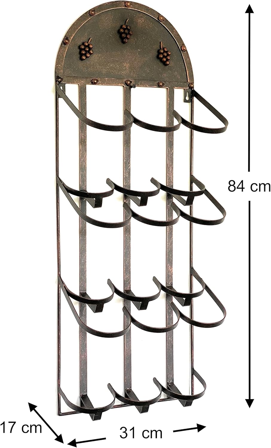 DanDiBo Weinregal Wand Metall Bronze 96192 Flaschenständer für 9 Flaschen Flaschenregal Flaschenhalt