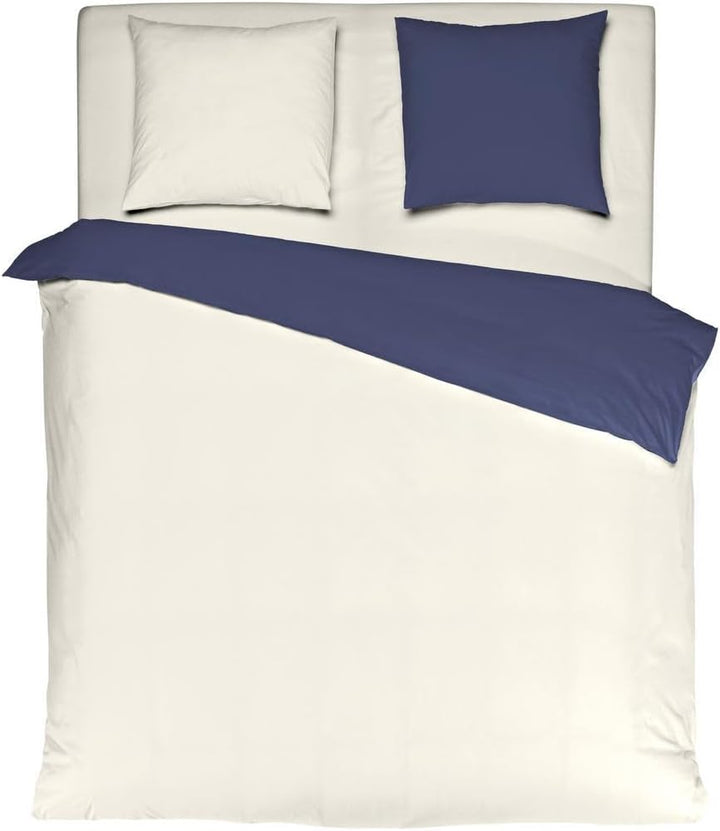MISTRAL HOME Uni Einfarbig Wende Bettwäsche Edel Perkal 100% Ägyptische Baumwolle, Farbe:Pristine-Da