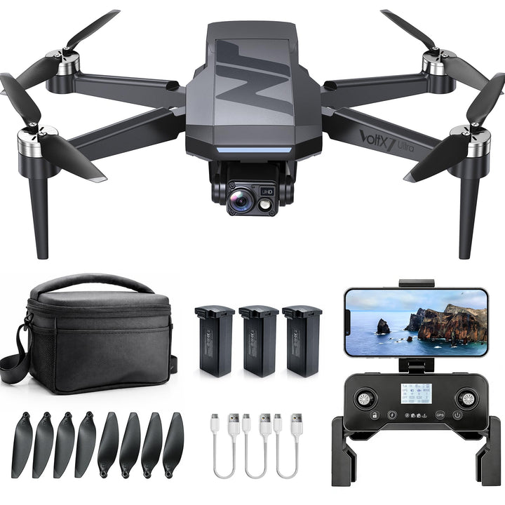 3‑Achsen‑Gimbal GPS Drohne mit Kamera 4K, 90 Min Flugzeit (3 Akkus), 1000 m Steuerungsreichweite, Au