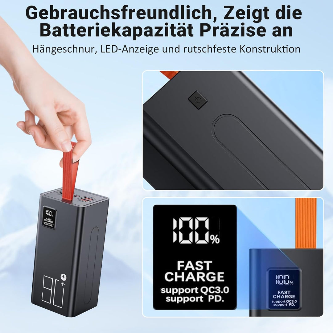 90000mAh Power Bank, 22.5W Schnellladung USB C Powerbank, 5 Ausgängen &amp; 2 Eingängen Grosse Kapazität