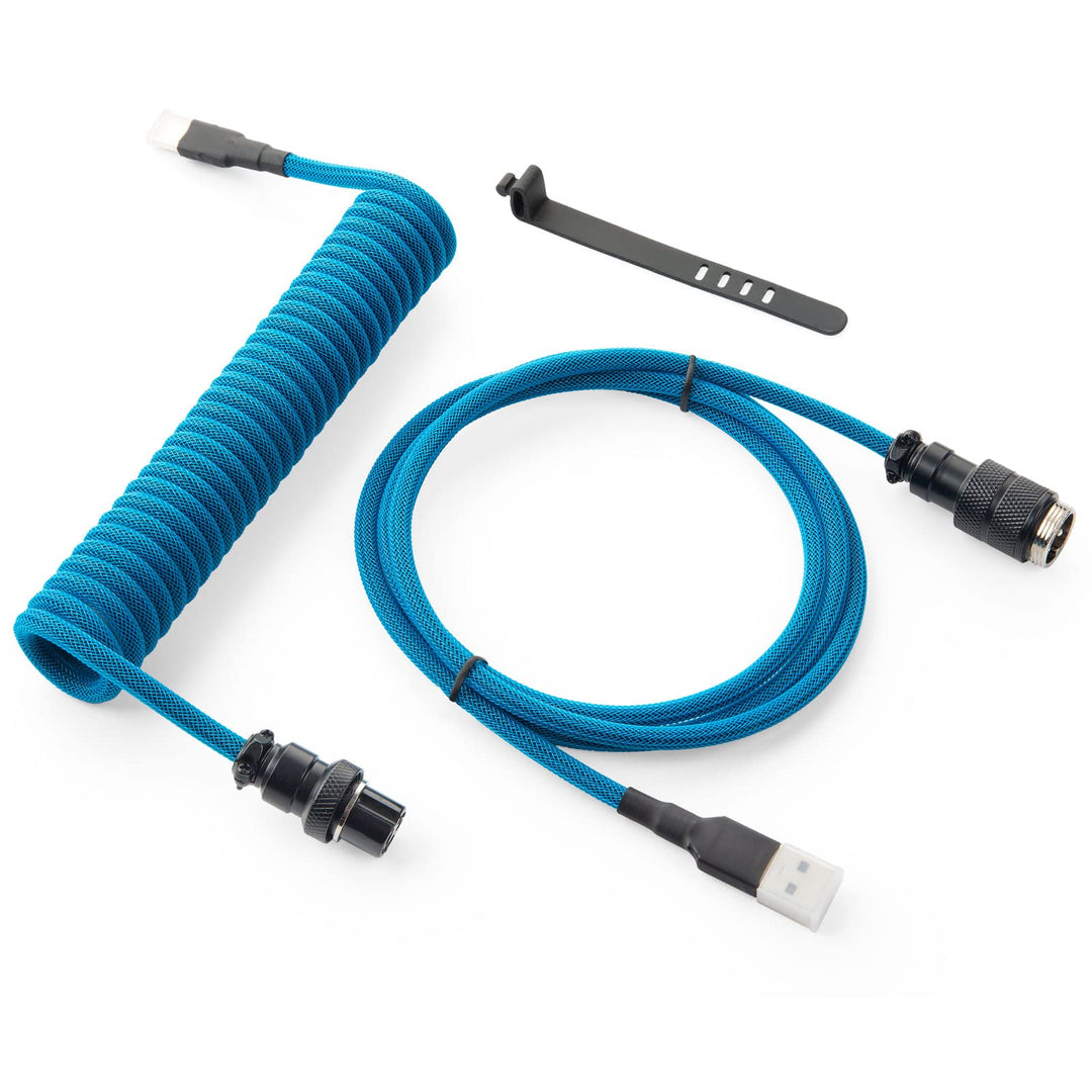 GUNMJO Pro Custom Coiled USB C Cable for Gaming Keyboard, Double-Sleeved Mechanical Keyboard Cable w