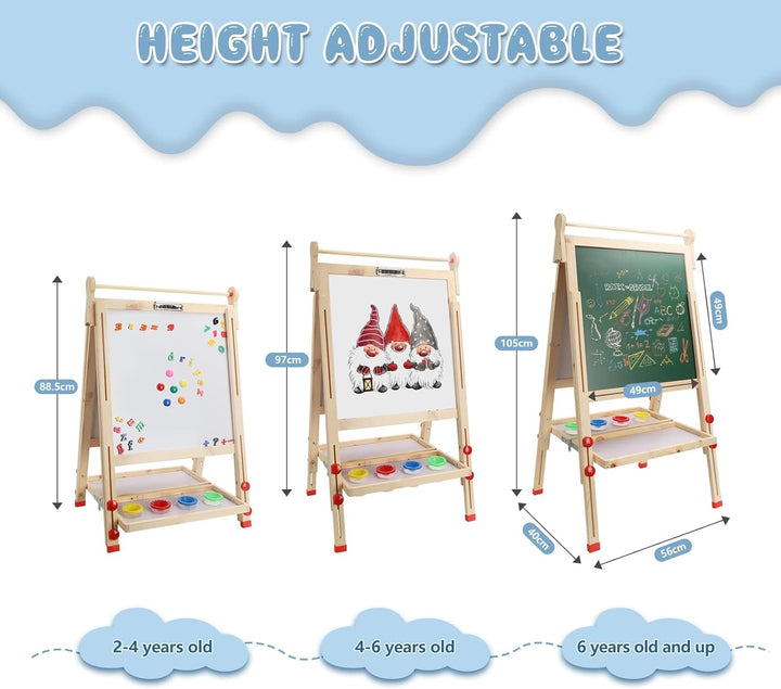 Dripex Kinder Tafel Faltbare Holz Kindertafel Malerei Holztafel Doppelseitige Kreidetafel und Whiteb