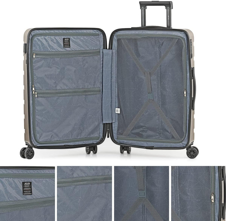 JASLEN - Koffer Mittelgross - ABS Hochwertiger und Stabiler Reisekoffer mit Rollen - Koffer Mittelgr