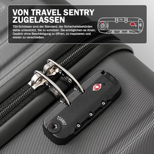 COOLIFE Koffer Trolley-Koffer Hartschalen-Koffer Rollkoffer Reisekoffervon ABS-Material mit TSA-Schl