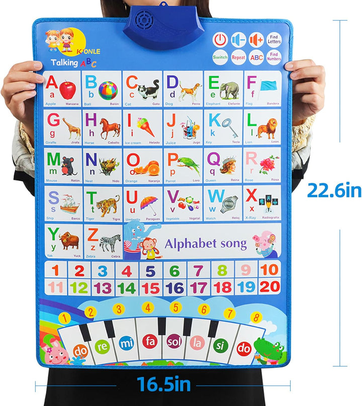 Bildungsspielzeug Spanisch Englisch Wanddiagramm Klavier Musik Plakat Zahlen 1-20 Kinder Montessori
